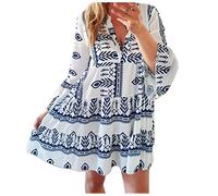 clean Girl Must Haves reduzierte Kleider Kleid Damen Sommer Rock im -Stil Tunika-Stil lang Frauen Abgestuft böhmisches Urlaubskleid Plus-Size-Kleid Damen Kleider Elegant Festlich