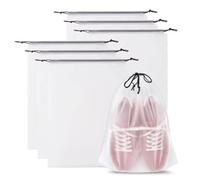 Clear Drawstring Shoe Bag Backpack, 6-Piece Large Portable Storage Organizers, Transparent Travel Pouches for Women, Teens, Suitcases, Train, Easy Packing, 7.87x7.87x0.79 Inches