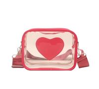 Clear Jelly Mini-Umhängetasche for Damen, quadratisch (Rosa) | Clear Jelly Mini Crossbody Bag Women Square Shoulder Purse (Pink) PVC transparente Tasche Kleiner Schulterbeutel Orange Pink