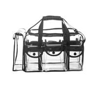 Clear Makeup Bag - Transparent PVC Tote, Waterproof Shoulder Pouch | Large Capacity Travel Toiletry Carrier 40cm Sechs External Pockets Tissue Storage Slot With Sturdy Griffe For Stadium Events
