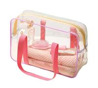 Clear Makeup Pouch - Transparent Toiletry Organizer, Waterproof PVC Cosmetic Case, Approved Quarter Size, Heavy-Duty Zipper, Travel Essentials Category, Small White Bag for Vacation Beach Gym