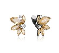 Clearine Clip on Ohrringe Wunderschöne beeindruckende Strass Marquise Tropfen für Damen Hochzeit Braut Partei Prom Champagner Schwarz Ton