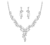 Clearine Crystal Schmuck Set für Frauen, wunderschöne Wellen Cluster rund Strass Anhänger Halskette Drop Dangle Ohrringe Hochzeitsfeier Abschlussball Schmuck in rotem Goldton