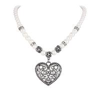 Clearine Damen Oktoberfest Trachtenscmuck Künstliche Perlen Kristall Edelweiss Ohrhänger Dirndlkette Schmuck Set (Halskette)