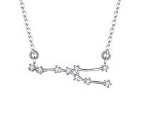 Clearine Halskette Sternzeichen 925 Sterling Silber CZ- Stier Sternbild 12 Horoskop Astrologie Anhänger Kette klar für Damen Mädschen