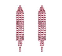 Clearine Quaste Damen langen Tropfen Kette Strass Kristall baumeln Anweisung Ohrringe Rosa Ton