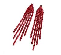 Clearine Quaste Ohrringe für Damen lange Tropfen Strass Kristall Weihnachtsbaum baumeln Erklärung Braut Hochzeit Schmuck Rot Ton