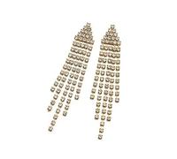 Clearine Quaste Ohrringe für Damen langer Tropfen Strass Kristall Statement Brautschmuck Klar Silber Ton