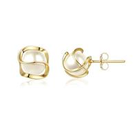 Clearine Trendy Gold Pearl Pierced Ohrringe für Damen, klassische Mode Runde Käfig kleine simulierte Perle Ohrstecker Brautschmuck