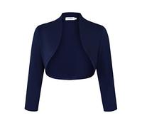 Clearlove Damen Bolero Elegant Strickjacke Kurz 3/4 Ärmel Schulterjacke,Dunkelblau-Upgrade,S