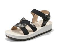 CLEIKS Orthopädische Sandalen Damen Klassische Sandaletten Klettverschluss Sandals Sommer Pantoletten Leicht Outdoorsandale mit Gummiband (Schwarz, 39 EU, WCL260436-1)
