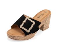 CLEIKS Pantoletten Damen mit Absatz Sommerschuhe Pantoffeln Sandalen Clogs & Pantoletten Schlappen Glitzer Slipper (Schwarz, 38 EU, WWC250248-1)