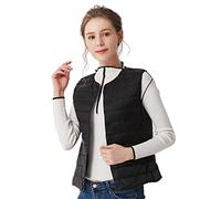 Clementie Damen Daunenweste Jacke, Weste Damen Daunenweste Leicht Steppweste ohne Kragen, Perfekt für Winter (XL,Schwarz)