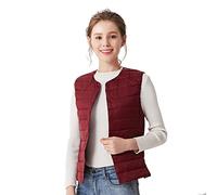 Clementie Damen Daunenweste Jacke, Weste Damen Daunenweste Leicht Steppweste ohne Kragen, Perfekt für Winter (S,Rot)