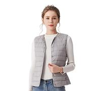 Clementie Damen Daunenweste Jacke, Weste Damen Daunenweste Leicht Steppweste ohne Kragen, Perfekt für Winter (XXL,Grau)