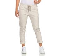 CLEO STYLE Damen Jogginghose im Vintage Look Sweatpants für Freizeit Sport und Fitness 88 (Beige)