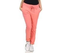 CLEO STYLE Damen Jogginghose im Vintage Look Sweatpants für Freizeit Sport und Fitness 88 (Lachs)