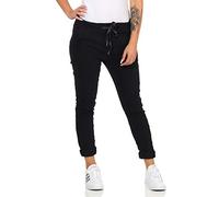 CLEO STYLE Damen Jogginghose im Vintage Look Sweatpants für Freizeit Sport und Fitness 88 (Schwarz)