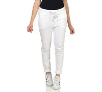CLEO STYLE Damen Jogginghose im Vintage Look Sweatpants für Freizeit Sport und Fitness 88 (Weiß)