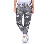 CLEO STYLE Damen Jogginhose im Boyfriend-Style Sweatpants für Freizeit Sport und Fitness 91 (36-40, Schwarz)