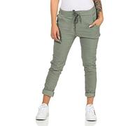 CLEO STYLE Damen Magic Hose Stretch Chino Pants - Einheitsgröße (34-40) - Bequeme Freizeithose mit Kordelzug & Taschen - Super Soft Viskose-Mix - Mehrere Farben 88