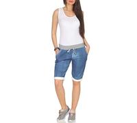 CLEO STYLE Kurze Damen Sweat Bermuda, leichte Shorts für den Sommer, kurzer Jogger für Freizeit und Strand 30 (42-46, Modell 13)