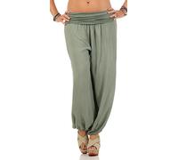 CLEOSTYLE Weite Damen Sommerhose Pumphose Haremshose Aladinhose Puderhose aus der aktuellen Kollektion 2020 CL 2403 (One Size (34-42), Khaki)