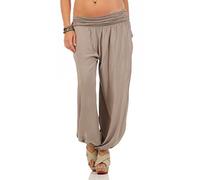 CLEOSTYLE Weite Damen Sommerhose Pumphose Haremshose Aladinhose Puderhose aus der aktuellen Kollektion 2020 CL 2403 (One Size (34-42), Schlamm)