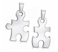 CLEVER SCHMUCK 2 Silberne Freundschaftsanhänger Puzzleteil 19 mm glänzend STERLING SILBER 925 im Luxus Etui