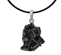 CLEVER SCHMUCK Anhänger Meteorit ECHTE STERNSCHNUPPE mit 925er Silber-Schlaufe und Zertifikat inklusive Lederband schwarz im Luxus Etui