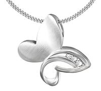 CLEVER SCHMUCK Damen Halskette Anhänger Schmetterling 22 x 18 mm 3 Zirkonia & Kette Panzer 45 cm lang 925 Sterling Silber 925 im Schmucketui creme