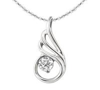 CLEVER SCHMUCK Damenkette Silber Tropfen 18 x 8 mm +1 Zirkonia elegant verschnörkelt 3-fach fächert Ankerkette 45 cm 925 Sterlingsilber im Schmucketui creme