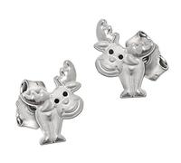 CLEVER SCHMUCK Elch Ohrringe als Ohrstecker 7 x 6 mm Augen schwarz STERLING SILBER 925 im Schmucketui
