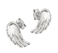 CLEVER SCHMUCK Engelsflügel Ohrstecker kleine Flügel 8 x 4 mm Schutzengel glänzend Sterling Silber 925 Stecker für Damen Kinder Mädchen im Schmucketui