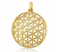 CLEVER SCHMUCK Gold Lebensblume für Damen 39 mm Blume des Lebens mit viele Zirkoniassteine weiß 333 Gold 8 Karat im Luxus Etui