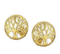 Clever Schmuck Goldene Damen Ohrstecker Baum des Lebens Ø 10 mm elegant glänzend leicht plastisch teils offen 333 GOLD 8 KARAT