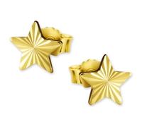 CLEVER SCHMUCK Goldene kleine Damen Kinder Ohrstecker Stern 4,5 mm glänzend diamantiert 333 Gold 8 Karat im Schmucketui
