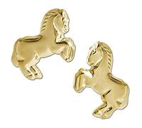 Clever Schmuck Goldene Ohrringe als Ohrstecker großes Pferd 12 x 8 mm springend glänzend Rückseite hohl 333 GOLD 8 KARAT