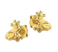 CLEVER SCHMUCK Goldene Ohrstecker 8 mm Frosch mit Krone glänzend 333 Gold 8 Karat im Schmucketui
