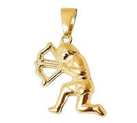 CLEVER SCHMUCK Goldener Damen Herren Sternzeichen Anhänger Schütze 15 mm beidseitig figürlich plastische Form und glänzend und 333 GOLD 8 KARAT