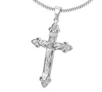 CLEVER SCHMUCK Kruzifix Halskette Silber Kreuz INRI 50 m Jesus Panzerkette 45 cm STERLING 925 im Luxus Etui