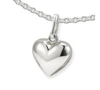 CLEVER SCHMUCK Mädchen Herzkette Silber mit Herz Anhänger 13 mm 3D Form & Ankerkette 40 cm STERLING 925 im Etui rosa