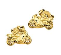 CLEVER SCHMUCK Motorrad Ohrring Gold 8,5 mm als Ohrstecker Motorradfahrer Paar glänzend 925 Sterling Silber vergoldet im Etui creme