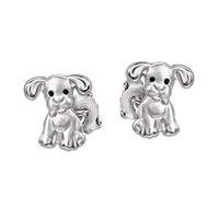 CLEVER SCHMUCK Ohrring Hund Ohrstecker für Mädchen 6 x 5 mm Augen schwarz 925 Sterling Silber im Etui rosa