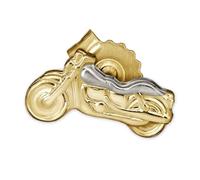 CLEVER SCHMUCK Ohrring Motorrad als Ohrstecker 8 x 4 mm bicolor glänzend 333 Gold 8 Karat für Damen & Herren im Schmucketui creme