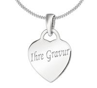 CLEVER SCHMUCK Personalisierte Herzkette Anhänger Herzschloss mit Gravur 13 mm Liebesschloss + Kette Sterling Silber 925 im Schmucketui