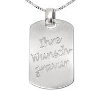 CLEVER SCHMUCK Set mit Gravur Ketten für Männer massive Dog Tag 40 mm Platte und Kette Panzer ca. 2 mm breit Länge wählbar STERLING SILBER 925 mit Etui anthrazit