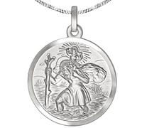 CLEVER SCHMUCK Set mit Gravur: Silberner Anhänger rund Christopherus Ø 20 mm inklusive Wunschgravur und Kette glänzend STERLING SILBER 925 im Etui