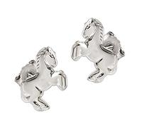 Clever Schmuck Silberne Kinder Ohrringe als Ohrstecker kleines Pferd 10 x 8 springend und glänzend STERLING SILBER 925