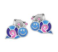 CLEVER SCHMUCK Silberne kleine Mädchen Ohrringe als Ohrstecker Mini Schnecke 9 x 5 mm rosa lila hellblau lackiert glänzend Sterling Silber 925 für Kinder